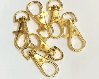 20 yellow gold tone  lobster claw clasp with snap hook  34x13mm , purse clasp, Large gold tone clasp with hook