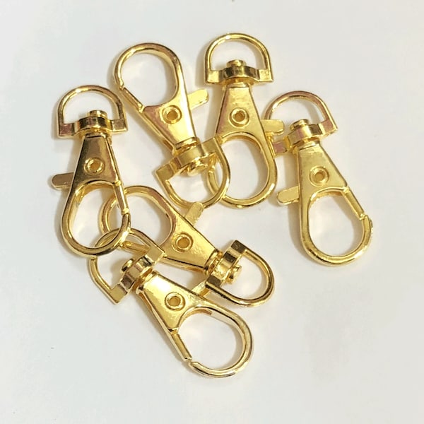 20 yellow gold tone  lobster claw clasp with snap hook  34x13mm , purse clasp, Large gold tone clasp with hook