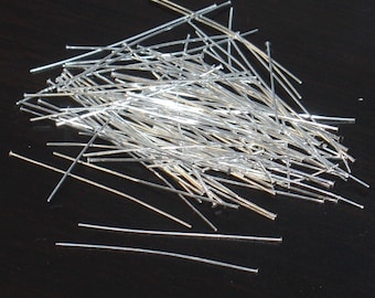 500 Silver plated Head Pin 24 Gauge 2 inch, bulk headpin