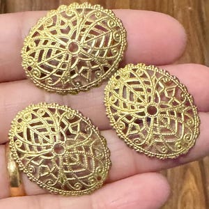 12 pcs   Solid brass  filigree oval 29x23mm