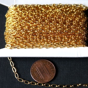 32ft Gold Plated Long and Short Chain 4X2mm