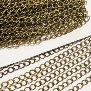 10 ft  Antiqued Brass plated brass curb chain 3.8X3mm