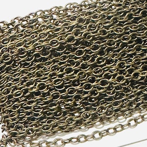 32ft spool  Antiqued Brass Chain round cable chain 4X5mm Soldered Links
