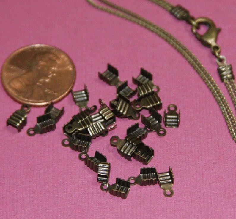 100 pcs Antique brass Cord end tips/teminators 6.5x4mm image 5