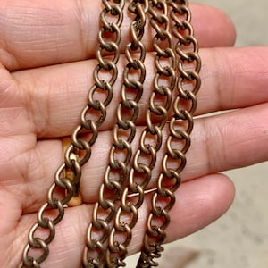 10ft Antique Copper Curb Chain: Red Bronze Iron, 7.5x6mm