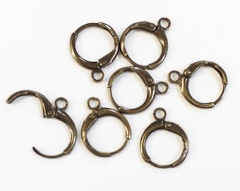 30 pcs  Antique brass round  leverback earwire 12mm, bulk antique brass leverback earring hook