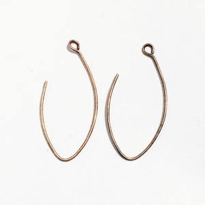 10 pcs  antique copper finished earrings hook 32x14mm, Red bronze leaf shape earring hook, Made in USA
