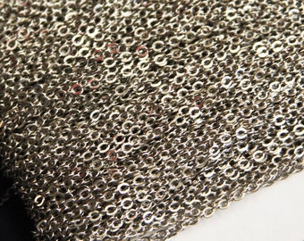 Antique Silver chain Tiny Flat Soldered Cable Chain 2mm 100ft, bulk chain, brass bulk chain