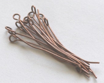 250 pcs of Antiqued copper Eye Pin - 2  inch long - 22 gauge