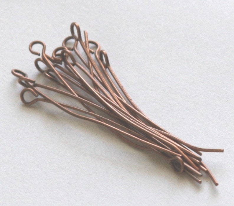 250 pcs of Antiqued copper Eye Pin 2 inch long 22 gauge image 1