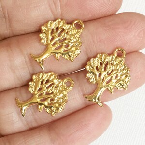 100 Gold Tone Tree of Life Pendants: Zinc Alloy Charms (17x22mm)