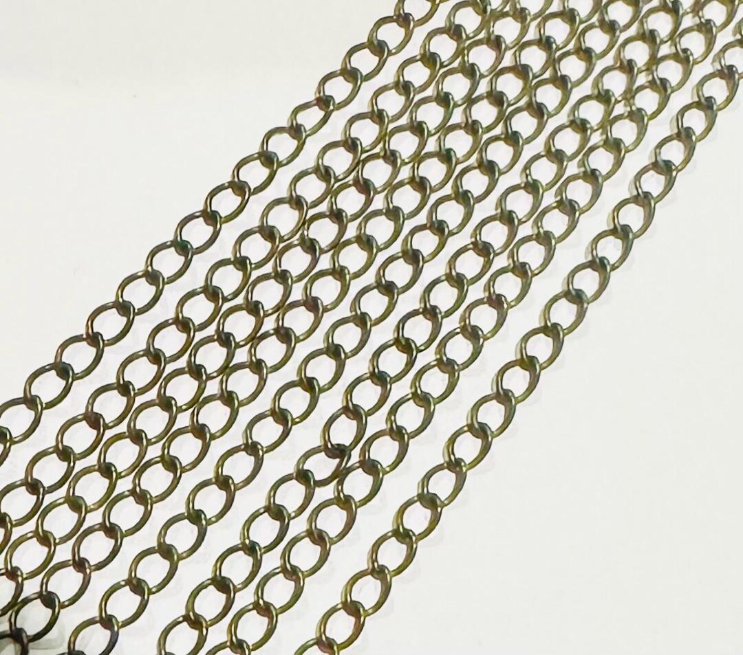 PandaHall Chaîne Maillons Ovales Plate Torsadée Laiton Gris Acier - 10m - Fabrication Bijoux Homme Et Femme