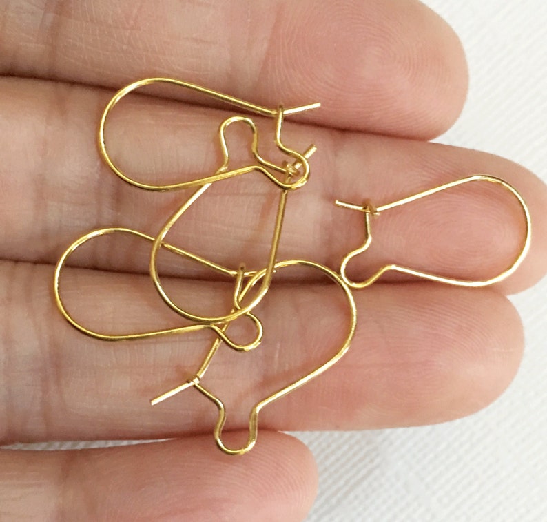 50 pcs gold color brass kidney Earwire 19x10mm, gold plated earwire image 2