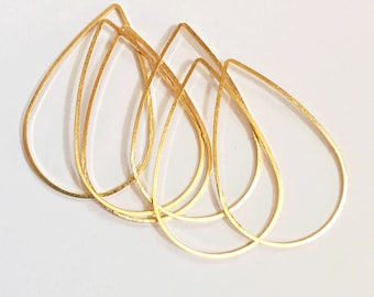 20 pcs  Gold color brass double sided  teardrop connector 40x26mm , bulk gold  teardrops
