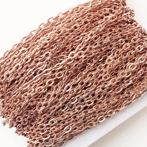 32 ft Rose Gold Plated Flat Cable Chain 2X3mm - Unsoldered Bulk Chain