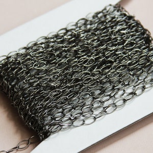 32ft  Gunmetal plated  oval cable chain 7x3.9mm - Soldered Links