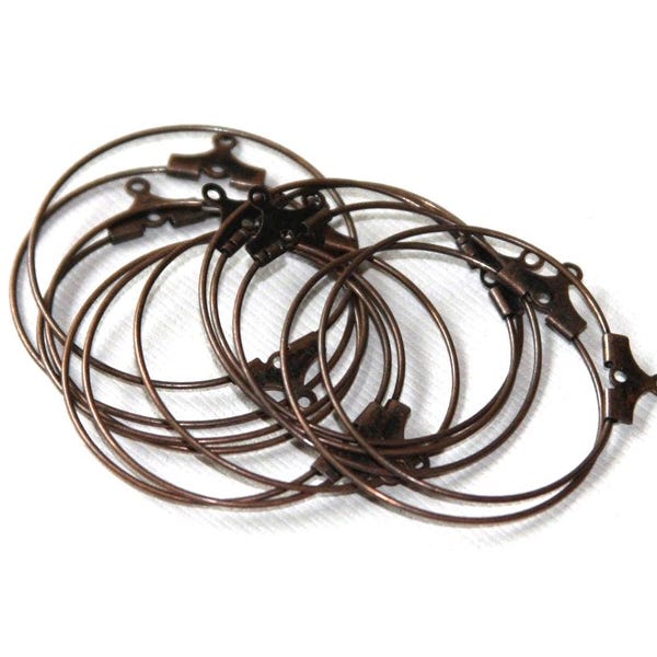 30 PCs  antique copper plated brass beading  hoops 35mm