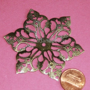 Bulk 50 pcs Antiqued brass filigree pendant drop 63mm image 3