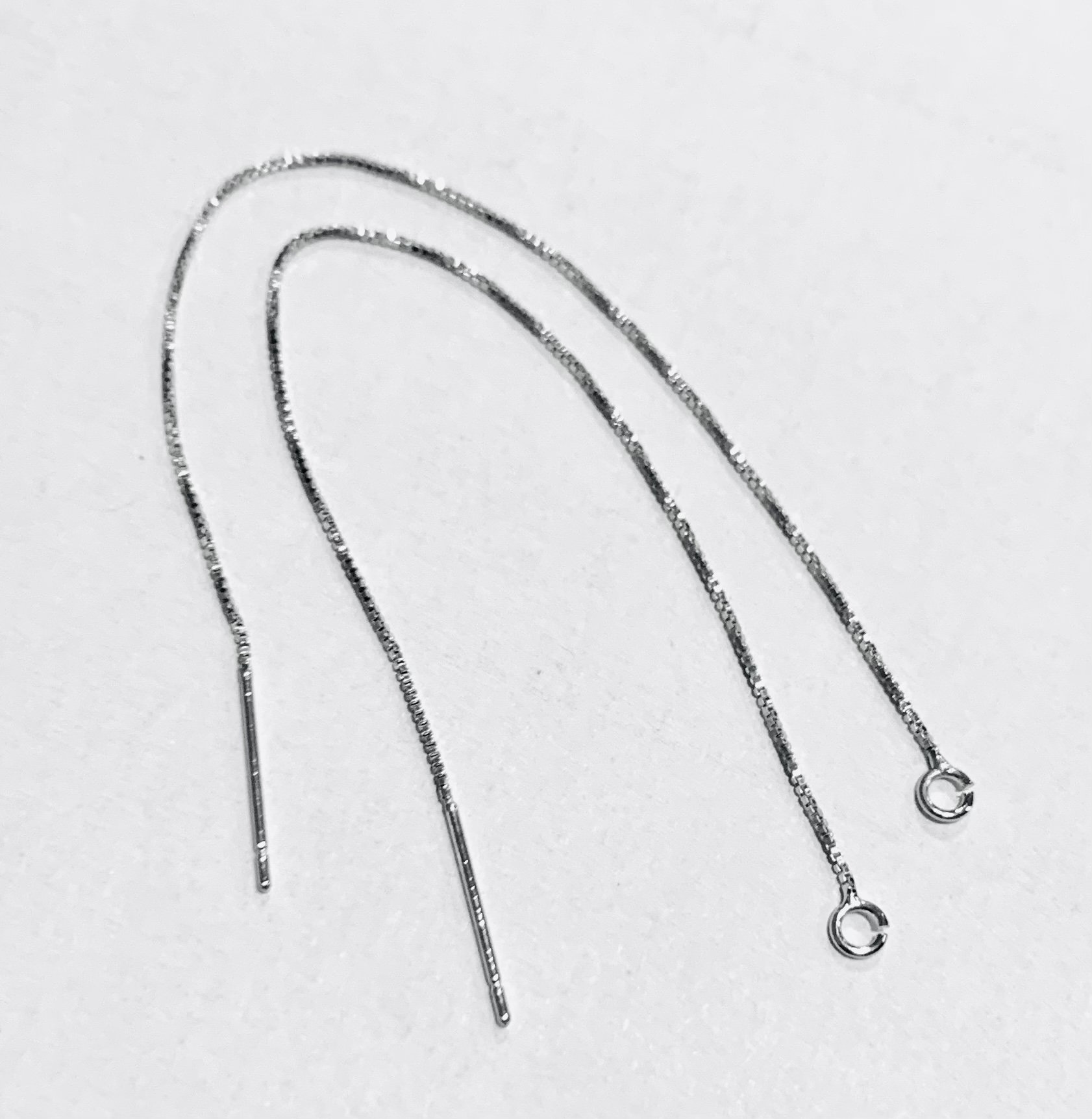 DIY 925 Sterling Silver Thread Earrings – 3.5″ Long Box Chain Findings (A1465-A)