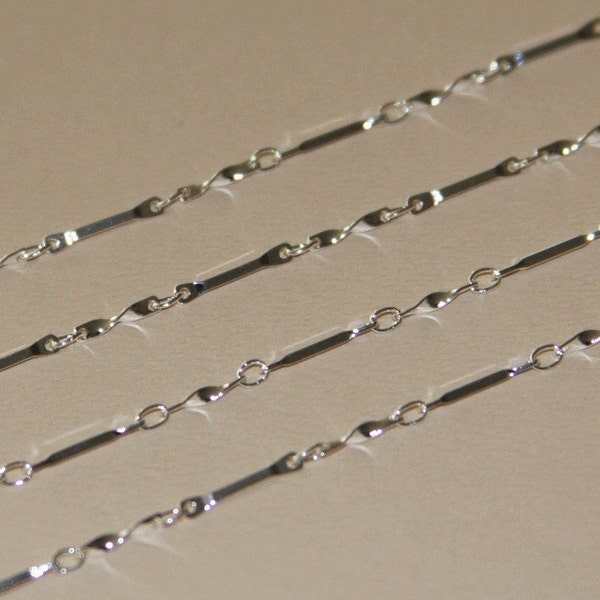 2 ft  handmade brass bar chain - silver color -12X1mm (Lead safe - Nickel safe)