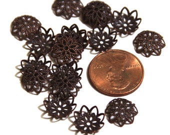 100 pcs  Antiqued  Copper  filigree bead caps 12mm