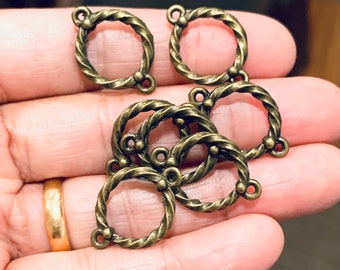 20 pcs  Antiqued Brass linking rings  16mm, bulk bronze connector  rings, bulk connector rings