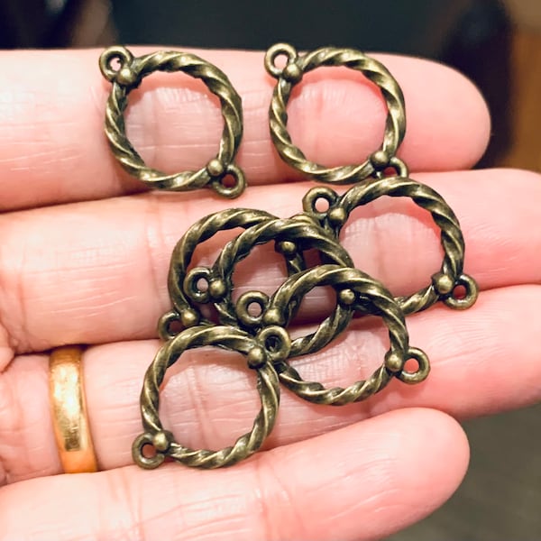 20 pcs  Antiqued Brass linking rings  16mm, bulk bronze connector  rings, bulk connector rings