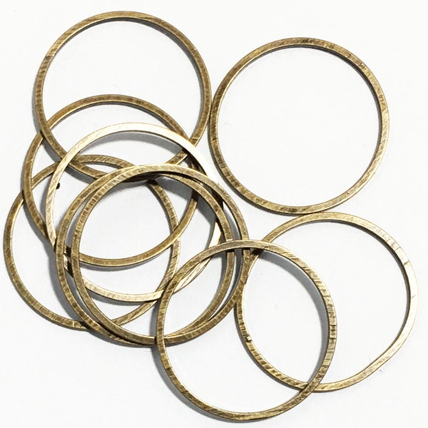 Antiqued brass round connector rings 20mm, 1mm thick