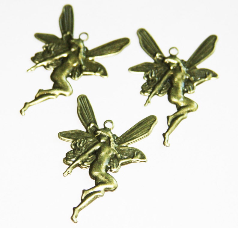 20 pcs antique brass plated Angel drop 46x31mm image 2