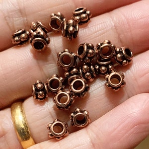 50 pcs  antique copper flower rondelle spacer 6x4 mm