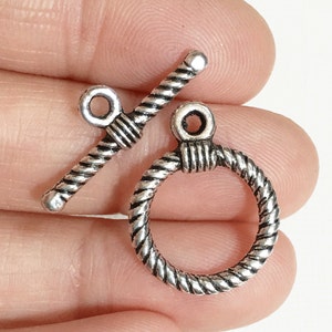 10 sets  Antiqued silver twisted toggle clasps 22x17mm, Antique Silver toggle clasps