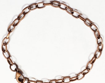20 chaînes de bracelets à breloques en acier plaqué cuivre antique - 20 cm