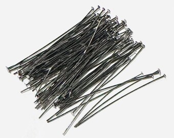 250 Gunmetal plated brass headpin 2 inch long - 22 gauge