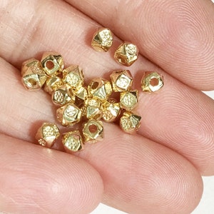 90 Light Gold Polygon Spacer Beads: 3x3.5mm Zinc Alloy image 1