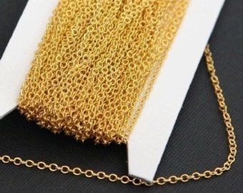 100 ft  Gold plated Brass round cable chain 2X2.5mm, gold chain, gold plated brass chain, gold bulk chain, bulk small cable chain