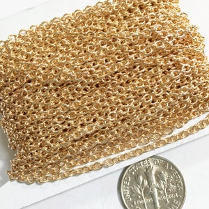 Gold Plated Brass Cable Chain: 2.2x2.7mm, 10 ft Bulk Chain
