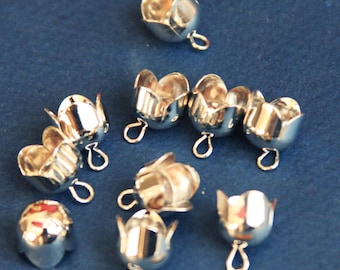 Bulk 60 Silver Plated Flower Bead Caps: Jewelry End Caps