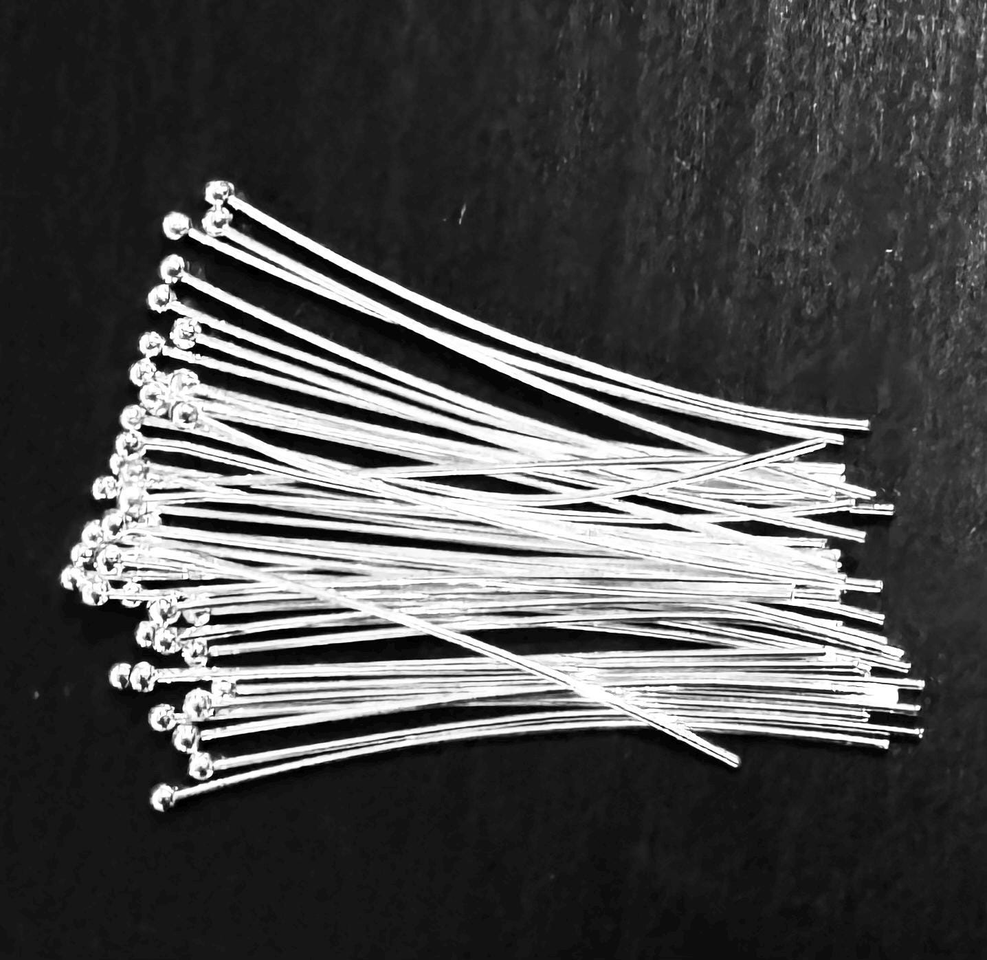 10pcs Sterlng Slver 1 nch 26ga Head Pn W/ 1.5mm Ball - Etsy