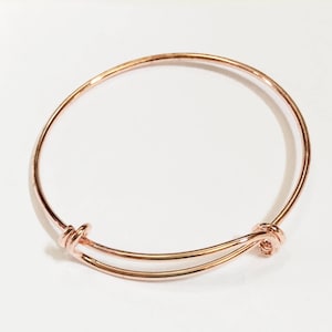 Bulk 10 pcs Adjustable wire bangle, Rose gold plated brass bangle, bulk wire bangle 7 to 9 inch