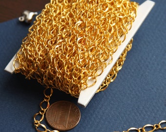 32ft spool  Gold plated  hammered soldered chain 5X8mm