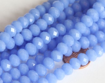 15 inch Strand  Blue Glass faceted rondelle beads 5X8mm