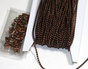 32 ft   antiqued copper 1.5mm ball chain with connector