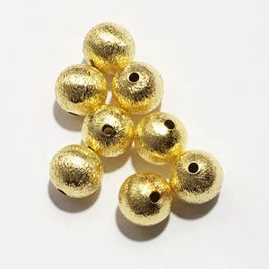25 Gold Plated Round Brush Beads: 10mm Brass Spacers