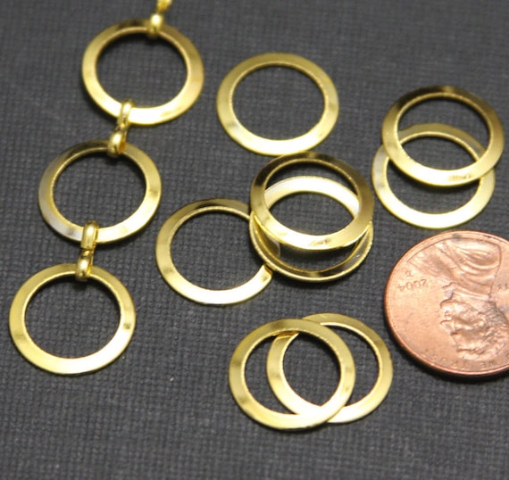 50 pcs  Gold color plated smooth donut  rings 15mm