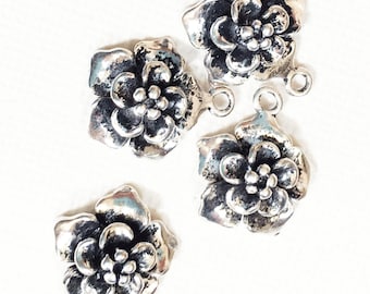 6 pcs  antique silver flower pendant 17x14mm,alloy silver pendant