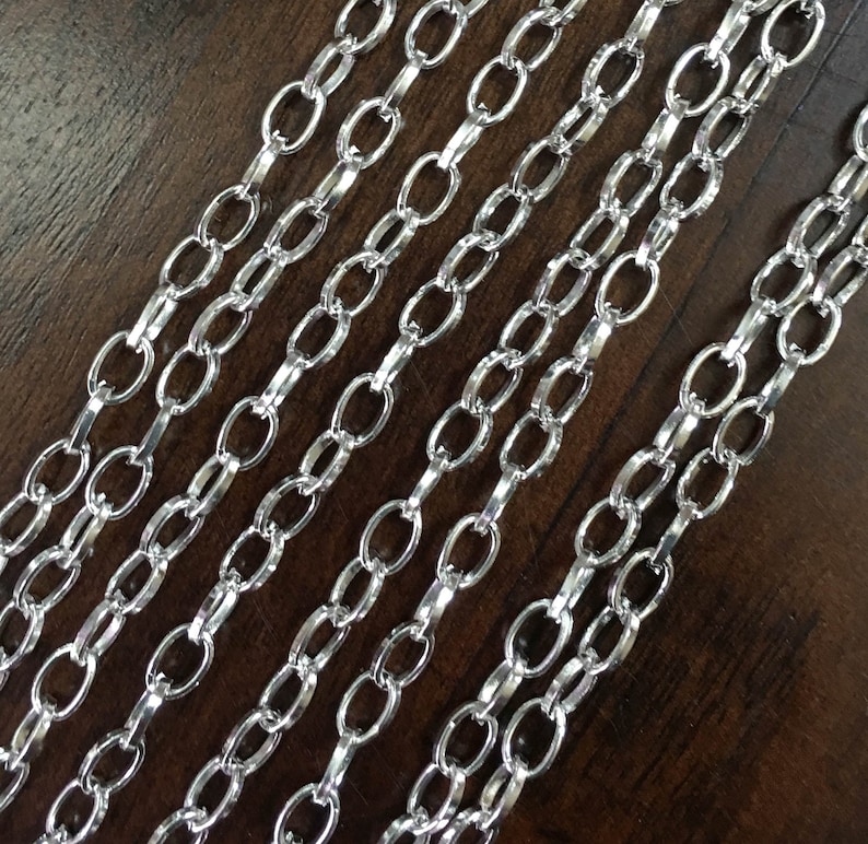 Spring special 10 ft Silver plated drawn cable chain 6x3.5mm, Bulk Silver chain, image 2
