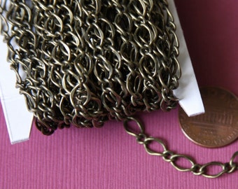 32ft  Antiqued Brass chain high quality hammered soldered chain 5X8mm links