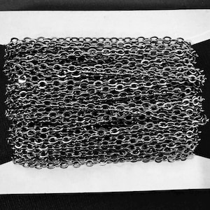 32 ft spool  Gunmetal Plated Tiny Flat Soldered cable chain 2mm
