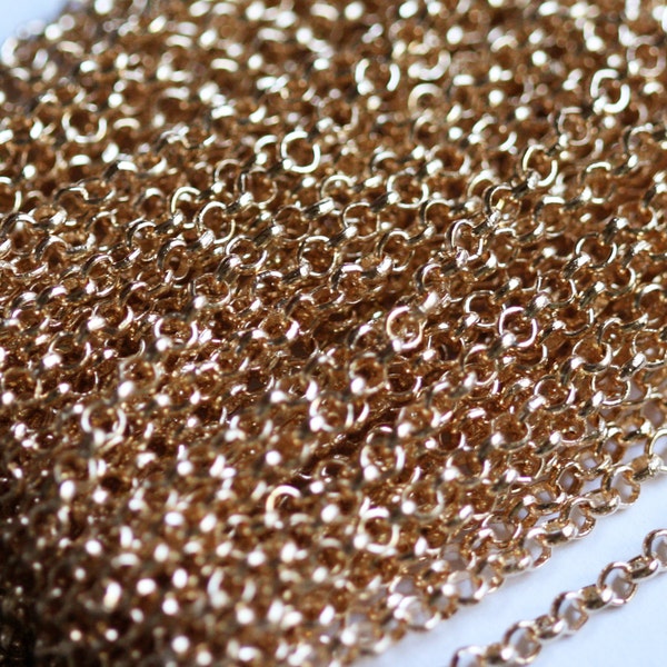 32ft  Gold color  Rollo chain 3.1mm Solder links, gold chain