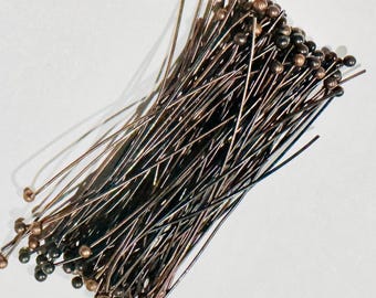 300 pasadores de cabeza esférica de cobre envejecido: 1,75 pulgadas, calibre 24